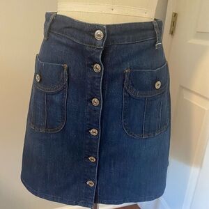 7 For All Mankind Dark Blue Button-Front Mini Skirt